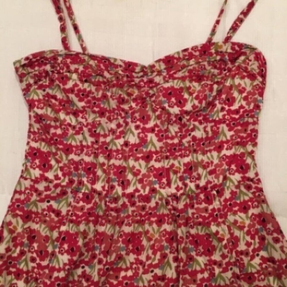 American Eagle Spaghetti Strap Floral Red Summer Dress - Picture 7 of 8